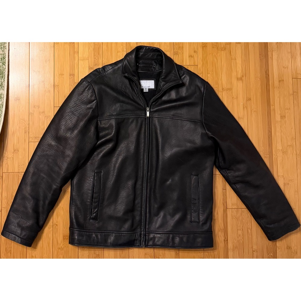 Wilsons Leather M. Julian Mens Black Genuine Leather Full Zip Jacket Size Medium